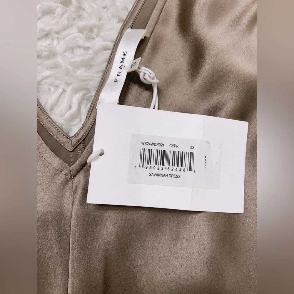 NWT $628 Frame Savannah Silk Satin Midi Dress In Cypress